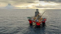 The harsh-environment semisubmersible Deepsea Yantai is currently working in the Norwegian North Sea for OMV Norge.