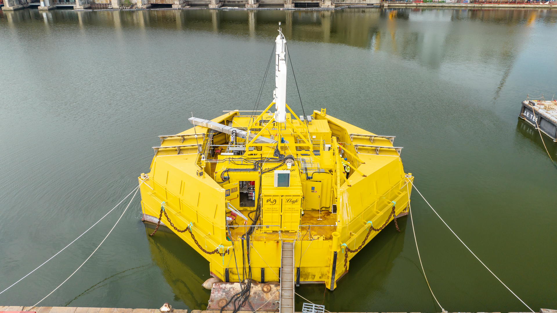 The Sealhyfe green hydrogen production platform at the quayside in Saint-Nazaire last September.