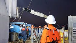 Pictured prior to deployment in the Gulf of Mexico, the largest bismuth plug was produced by BiSN to provide a permanent, gas-tight seal for a well that was experiencing gas migration. Pictured prior to deployment in the Gulf of Mexico, the largest bismuth plug was produced by BiSN to provide a permanent, gas-tight seal for a well that was experiencing gas migration.
