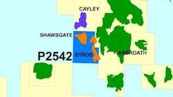 Syros is the main prospect on P2542 and is mapped on 3D seismic data as a pinch out of the Fulmar Fm against the high. Syros is the main prospect on P2542 and is mapped on 3D seismic data as a pinch out of the Fulmar Fm against the high.