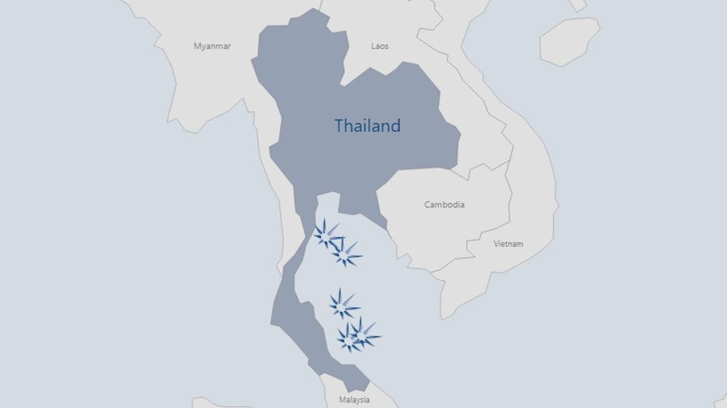 Valeura holds an operated interest in five shallow-water offshore licenses in the Gulf of Thailand.