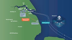 The indicative map of Viking CCS illustrates the Viking CCS Cluster member (emitter) with triangles and the Viking CCS Cluster member (port) with squares. The indicative map of Viking CCS illustrates the Viking CCS Cluster member (emitter) with triangles and the Viking CCS Cluster member (port) with squares.