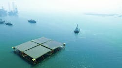 China's first semisubmersible offshore floating PV power generation platform with independent intellectual property rights was launched for towing. China's first semisubmersible offshore floating PV power generation platform with independent intellectual property rights was launched for towing.