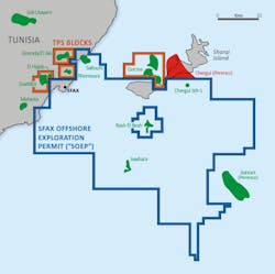 The map illustrates Panoro Energy&rsquo;s assets in Tunisia.