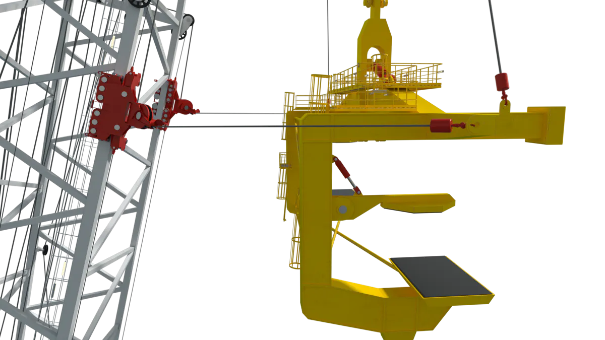 Crane stabilization system eases placement of offshore wind turbine ...