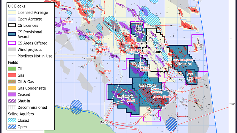 UK's 1st Carbon Storage Licensing Round Provisional Awards SNS Areas 2, 4 and 8