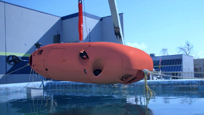 The Aquanaut subsea roboto runs solely on electric power. The Aquanaut subsea roboto runs solely on electric power.