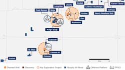 The map depicts some of Murphy Oil's GoM exploration area, including Longclaw. The map depicts some of Murphy Oil's GoM exploration area, including Longclaw.