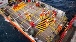 Rig workers being transported to offshore rigs by boat