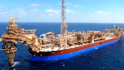Woodside says the Okha FPSO is stationed about 135 km northwest of Karratha above the Wanaea oil &filig;eld.
