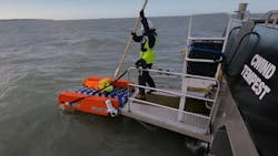 During trials, the Swift Rescue Conveyor system was about four times faster in safely recovering man-overboard situations in the harborside demonstration and 20 times faster offshore. During trials, the Swift Rescue Conveyor system was about four times faster in safely recovering man-overboard situations in the harborside demonstration and 20 times faster offshore.