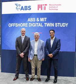 Left to right: Gareth Burton, ABS Vice President, Technology; and Michael Triantafyllou and Ehsan Kharazmi from MIT