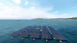 Artist conception of floating PV units for the Sun’Sète project along coastal southern France. Artist conception of floating PV units for the Sun’Sète project along coastal southern France.
