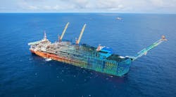 The Bonga Main FPSO, which became operational in 2004, has a capacity of 225,000 bbl/d and weighs more than 300,000 tonnes, making it the largest asset in the world to be protected by a structural digital twin, according to Akselos. The Bonga Main FPSO, which became operational in 2004, has a capacity of 225,000 bbl/d and weighs more than 300,000 tonnes, making it the largest asset in the world to be protected by a structural digital twin, according to Akselos.