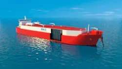 A liquefied CO2 carrier utilizes the LCO2-EP technology and offshore bow offloading system. A liquefied CO2 carrier utilizes the LCO2-EP technology and offshore bow offloading system.