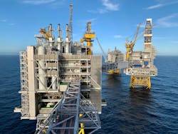 Over a test period of six months, Odfjell Technology revised the procedure for cleaning the BOP on the Johan Sverdrup platform (pictured) in Norway by increasing the pump rate to allow more water flow into the BOP cavities to aid debris removal. Over a test period of six months, Odfjell Technology revised the procedure for cleaning the BOP on the Johan Sverdrup platform (pictured) in Norway by increasing the pump rate to allow more water flow into the BOP cavities to aid debris removal.