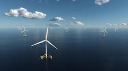 Cerulean Winds says it plans on using the NOV GustoMSC Tri-Floater, coupled with a 15-MW wind turbine generator, as a `standard’ floating offshore wind park design. Cerulean Winds says it plans on using the NOV GustoMSC Tri-Floater, coupled with a 15-MW wind turbine generator, as a `standard’ floating offshore wind park design.