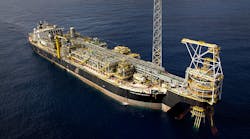 The FPSO Kwame Nkrumah MV21 is installed in about 1,100 m water depth on the Jubilee Field offshore Ghana, according to MODEC.