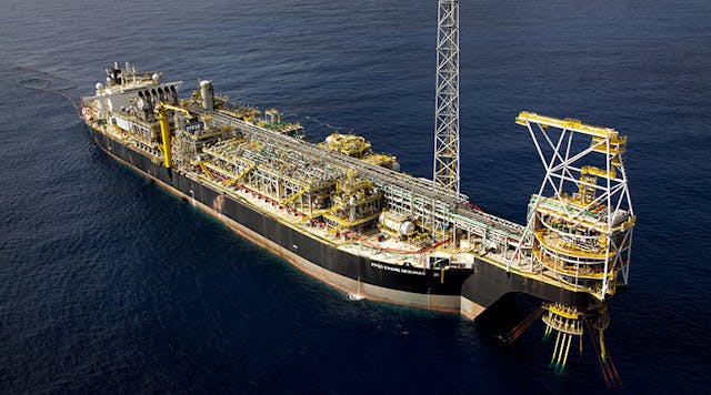 The FPSO Kwame Nkrumah MV21 is installed in about 1,100 m water depth on the Jubilee Field offshore Ghana, according to MODEC.
