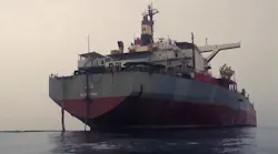 The decaying Safer FSO, which has been at risk of breaking up or exploding for years., is moored off Yemen's west coast.