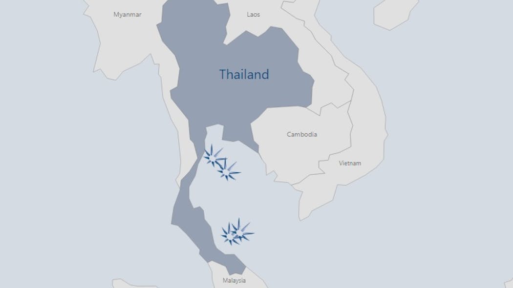 Valeura holds an operated working interest in four shallow-water offshore licenses in the Gulf of Thailand.