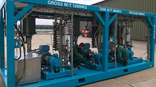 Amarinth engineers start inspecting the first OSRL oil containment skid to arrive with its three Amarinth API 610 OH1 pumps and Plan 53B seal support systems.
