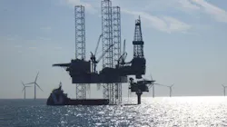 Shelf Drilling's Perseverance rig is over the Blythe platform, with the Vos Paradise vessel alongside.