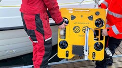 A team of two can deploy a mini ROV. A team of two can deploy a mini ROV.