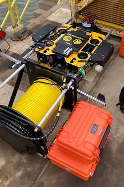 A mini ROV is equipped with dual FiGS sensors for a pipeline survey in Southern Africa. A mini ROV is equipped with dual FiGS sensors for a pipeline survey in Southern Africa.