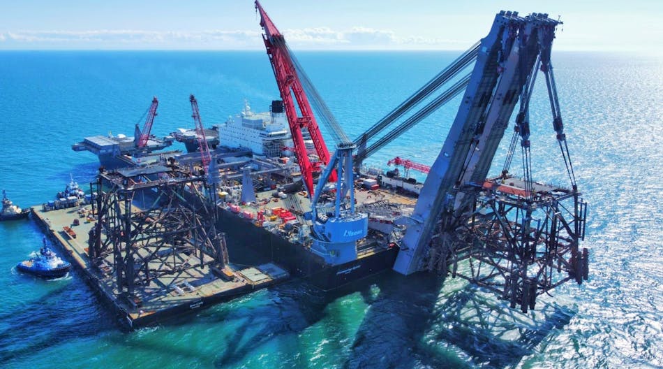 Allseas&rsquo; Pioneering Spirit removed the DP3 and DP4 platform installations at the Morecambe Bay development in the East Irish Sea.