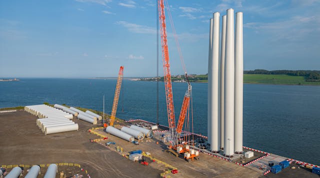 Gwp Port Of Dundee Pre Assembly Of 54 Turbine Towers For Nn G Wind Farm (3)
