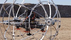 The Hybrid Mobility Robot can safely fly in confined spaces and can roll on the ground for five times longer operating time. The Hybrid Mobility Robot can safely fly in confined spaces and can roll on the ground for five times longer operating time.