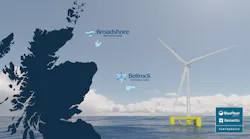 Map of the Broadshore and Bellrock floating offshore wind farms