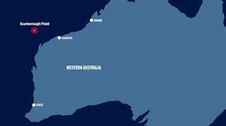 The Scarborough Field is located in the Carnarvon Basin, about 375 km off the coast of Western Australia.