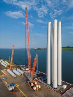 Gwp Port Of Dundee Pre Assembly Of 54 Turbine Towers For Nn G Wind Farm (1) Gwp Port Of Dundee Pre Assembly Of 54 Turbine Towers For Nn G Wind Farm (1)