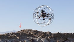 The Hybrid Mobility Robot can safely fly in confined spaces without the fear of crashing, according to the company. The Hybrid Mobility Robot can safely fly in confined spaces without the fear of crashing, according to the company.