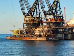 Heerema Marine Contractors&rsquo; crane vessel Thialf has removed three topsides and three jackets for Spirit.