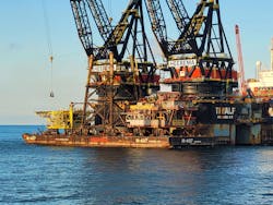 Heerema Marine Contractors’ crane vessel Thialf has removed three topsides and three jackets for Spirit. Heerema Marine Contractors’ crane vessel Thialf has removed three topsides and three jackets for Spirit.