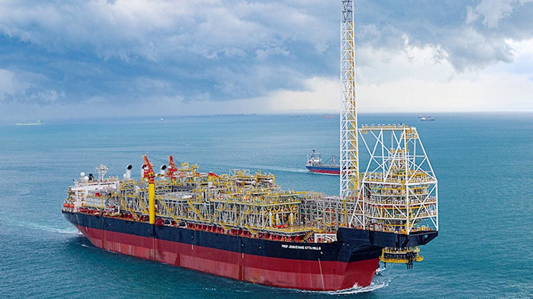 The FPSO Prof. John Evans Atta Mills is operating in approximately 1,500 meters water depth on the TEN (Tweneboa, Enyenra and Ntomme) fields in the Deepwater Tano contract area offshore Ghana.