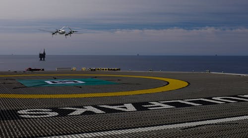 Skyports Drone Services&rsquo; Swoop Aero aircraft taking off from Gullfaks C installation.