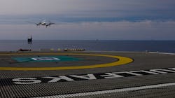 Skyports Drone Services’ Swoop Aero aircraft taking off from Gullfaks C installation. Skyports Drone Services’ Swoop Aero aircraft taking off from Gullfaks C installation.