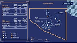 Etinde permit details: The pre-drill targets for the overall drilling campaign are depicted in the graphic (prepared by operator New Age). Etinde permit details: The pre-drill targets for the overall drilling campaign are depicted in the graphic (prepared by operator New Age).