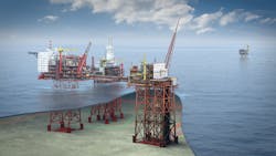 Aker BP&rsquo;s new central processing and wellhead platform in the southern Norwegian North Sea.