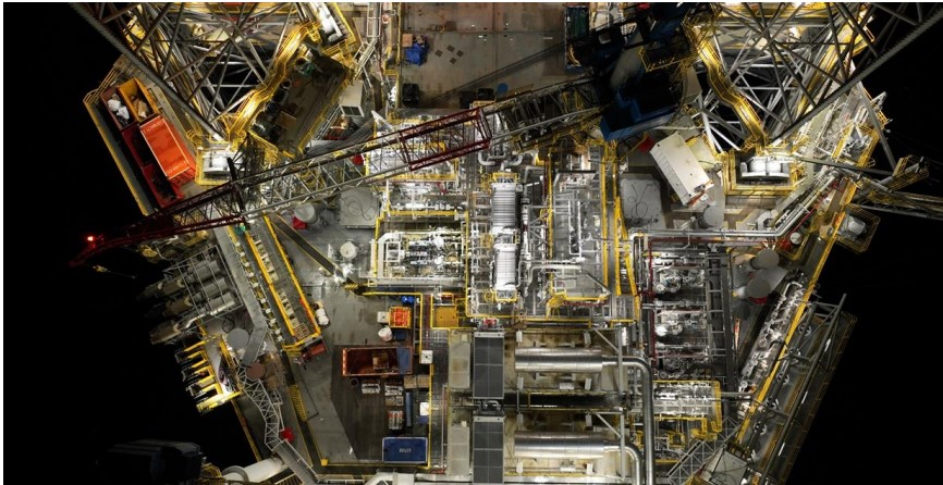 Overhead/aerial image of the jackup Borr Norve.