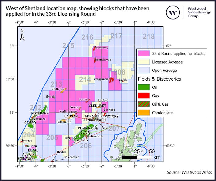Figure 1 West Of Shetland Location Map Showing Blocks That Have Been Applied For In The 33rd Licensing Round V2