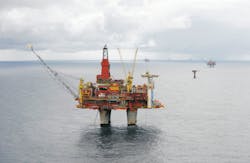 The Statfjord C platform in the Norwegian North Sea. The Statfjord C platform in the Norwegian North Sea.