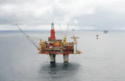 The Statfjord C platform in the Norwegian North Sea. The Statfjord C platform in the Norwegian North Sea.