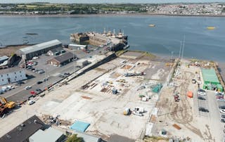 Redevelopment works take place at Pembroke Port, west Wales.
