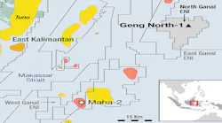 Eni has announced what it describes as a “significant gas discovery” from the Geng North-1 exploration well drilled in North Ganal PSC, about 85 km off the coast of East Kalimantan in Indonesia.