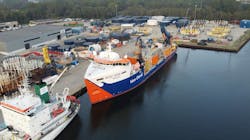 This week the inter-array cable loading onto Van Oord’s cable-laying vessel Nexus has commenced. This week the inter-array cable loading onto Van Oord’s cable-laying vessel Nexus has commenced.